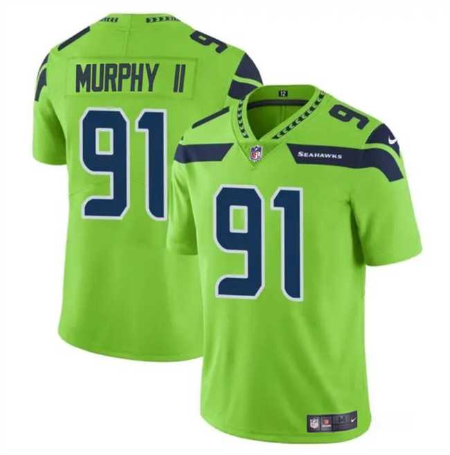 Men & Women & Youth Seattle Seahawks #91 Byron Murphy II Green 2024 Draft Vapor Limited Stitched Jersey->san francisco 49ers->NFL Jersey